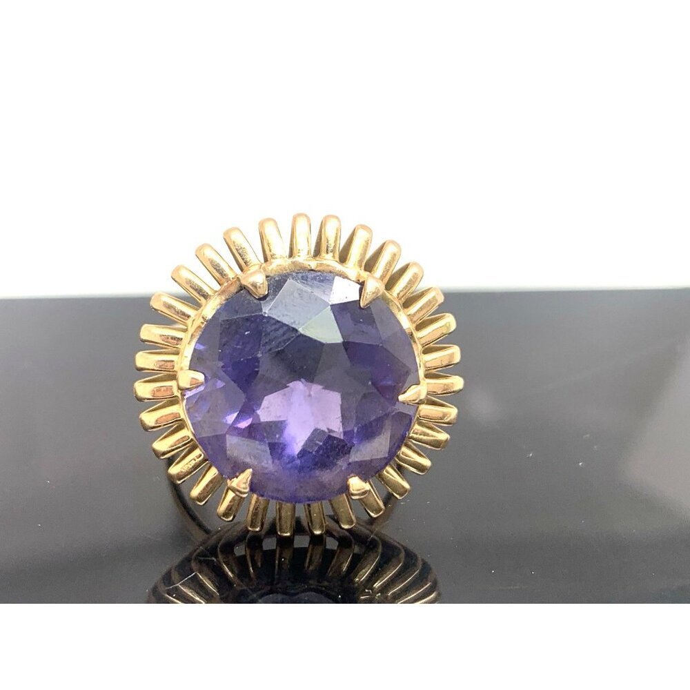 Blue-Purple Gemstone Cocktail Ring 18k Yellow Gold Estate Jewelry Women's SZ 8.5